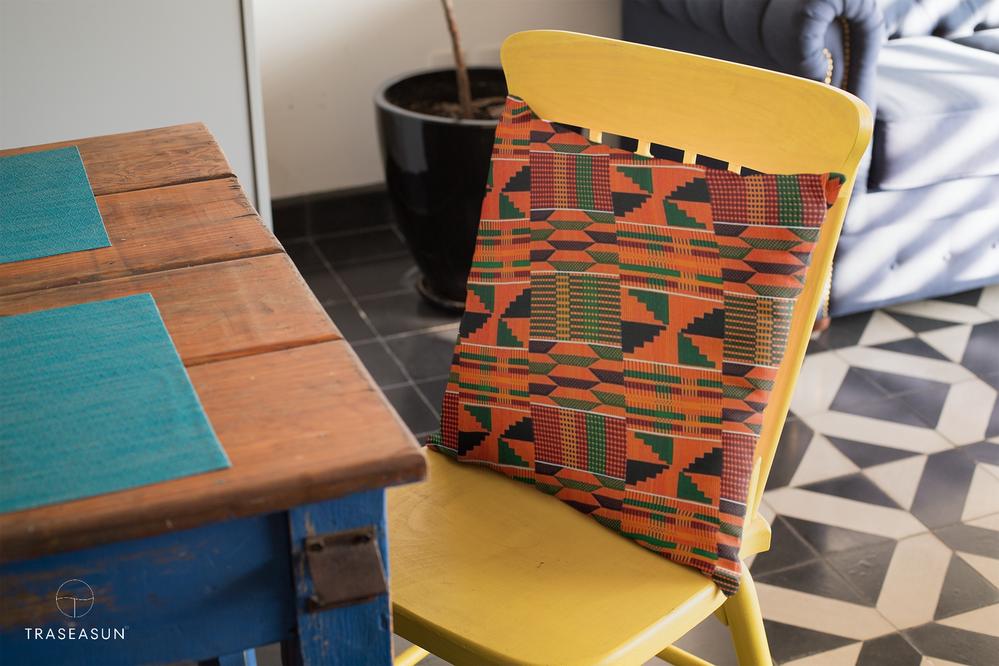 Kente Cloth Print Pillow